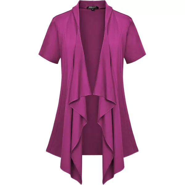 Womens Short Sleeve Draped Open Front Cardigan Lightweight Summer Vest for Women2xl  Fuchsia Rose