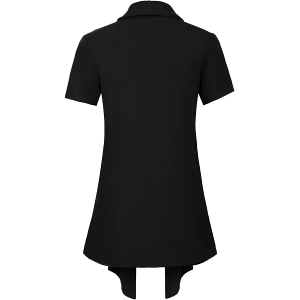 Womens Short Sleeve Draped Open Front Cardigan Lightweight Summer Vest for WomenBlack