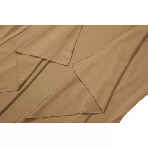 Womens Short Sleeve Draped Open Front Cardigan Lightweight Summer Vest for WomenCamel