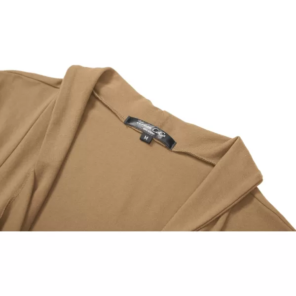 Womens Short Sleeve Draped Open Front Cardigan Lightweight Summer Vest for WomenCamel