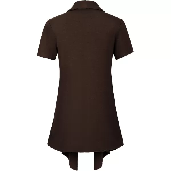 Womens Short Sleeve Draped Open Front Cardigan Lightweight Summer Vest for WomenCoffee