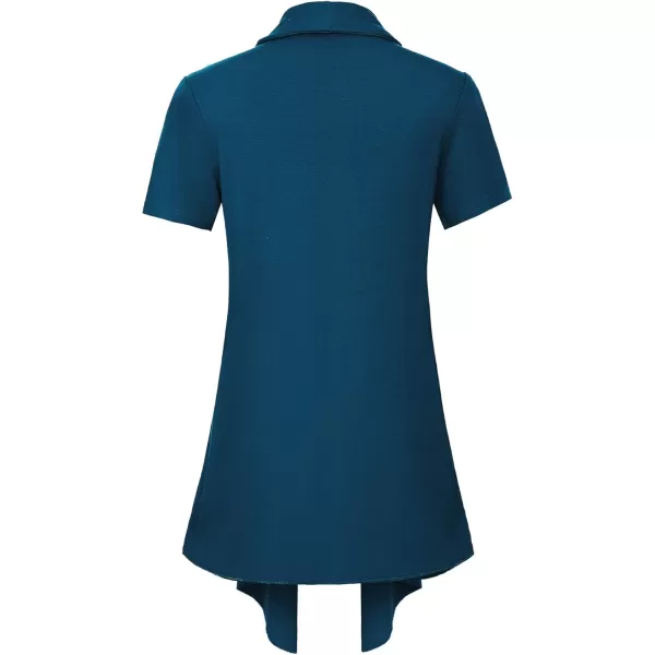 Womens Short Sleeve Draped Open Front Cardigan Lightweight Summer Vest for WomenDark Teal