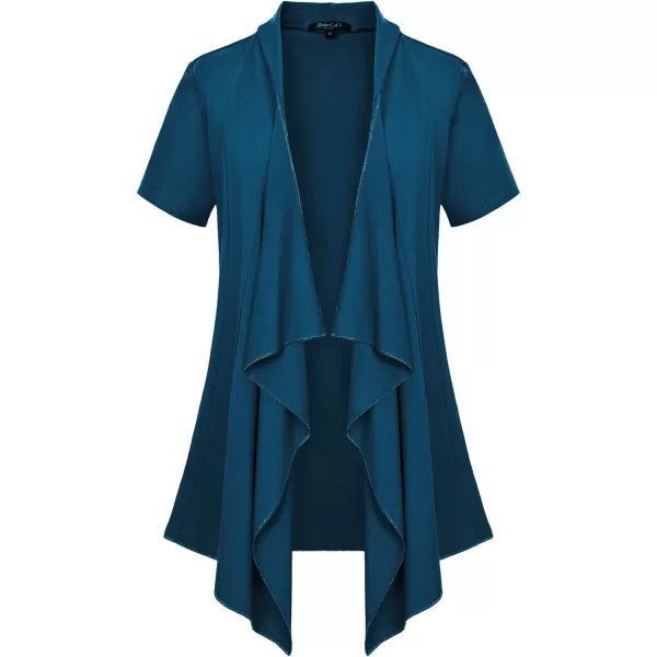 Womens Short Sleeve Draped Open Front Cardigan Lightweight Summer Vest for WomenDark Teal