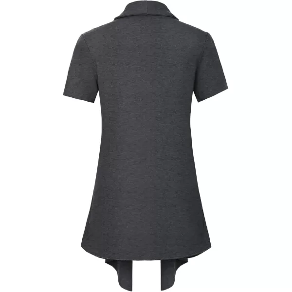 Womens Short Sleeve Draped Open Front Cardigan Lightweight Summer Vest for WomenGrey