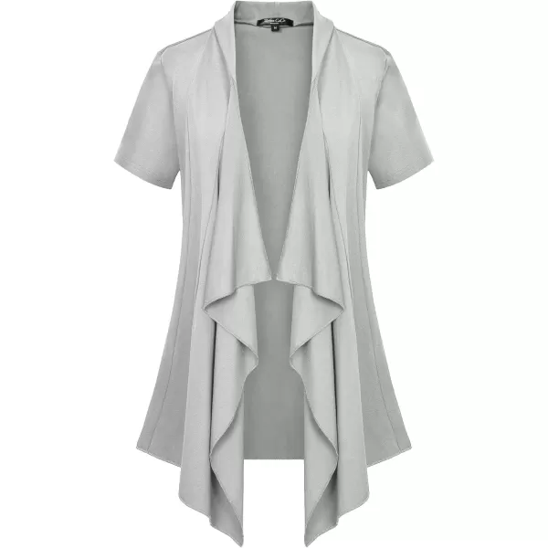 Womens Short Sleeve Draped Open Front Cardigan Lightweight Summer Vest for WomenLight Grey