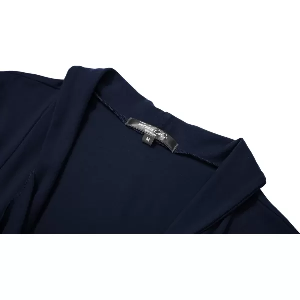 Womens Short Sleeve Draped Open Front Cardigan Lightweight Summer Vest for WomenNavy Blue