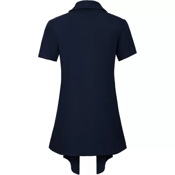 Womens Short Sleeve Draped Open Front Cardigan Lightweight Summer Vest for WomenNavy Blue