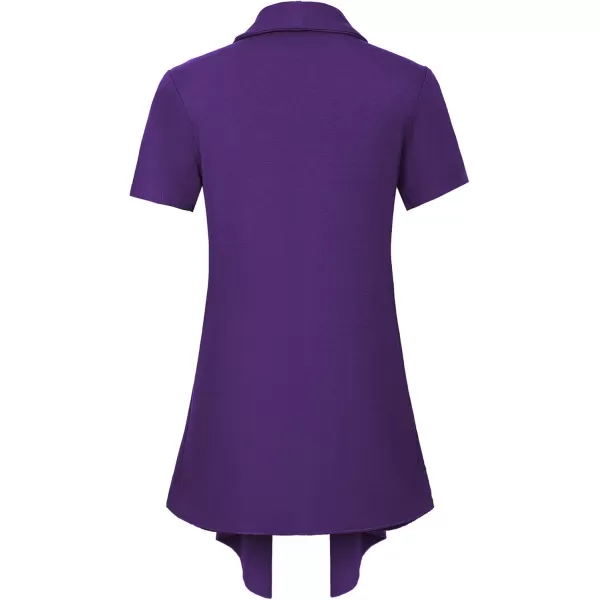 Womens Short Sleeve Draped Open Front Cardigan Lightweight Summer Vest for WomenPurple