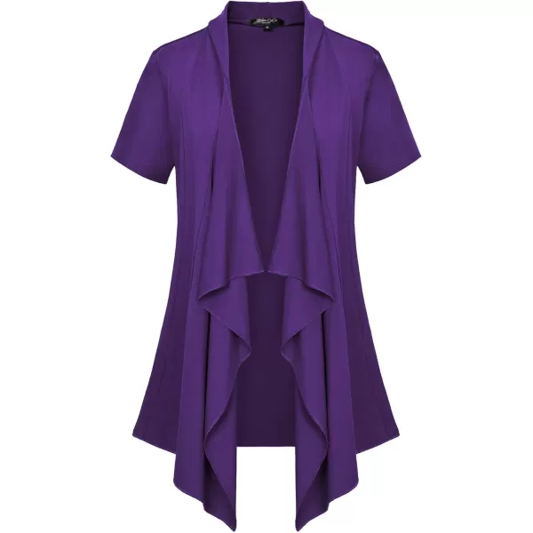 Womens Short Sleeve Draped Open Front Cardigan Lightweight Summer Vest for WomenPurple