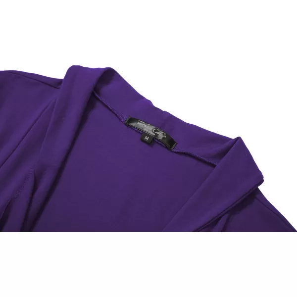 Womens Short Sleeve Draped Open Front Cardigan Lightweight Summer Vest for WomenPurple