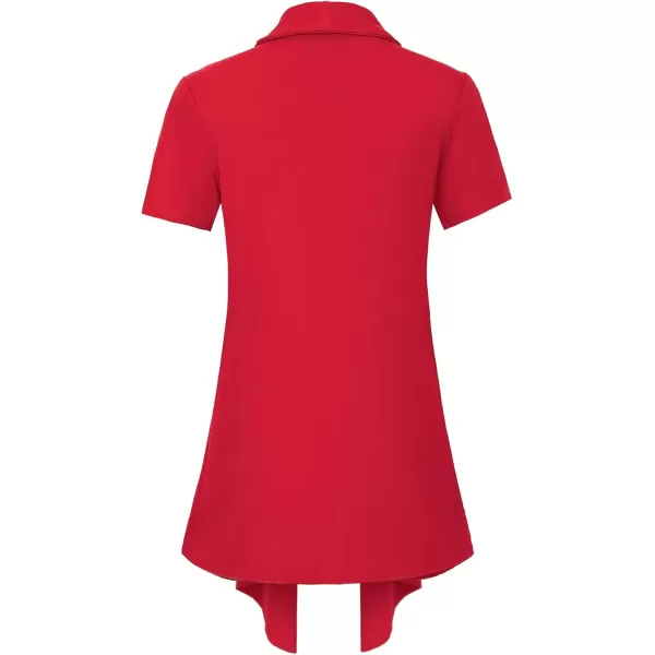 Womens Short Sleeve Draped Open Front Cardigan Lightweight Summer Vest for WomenRed