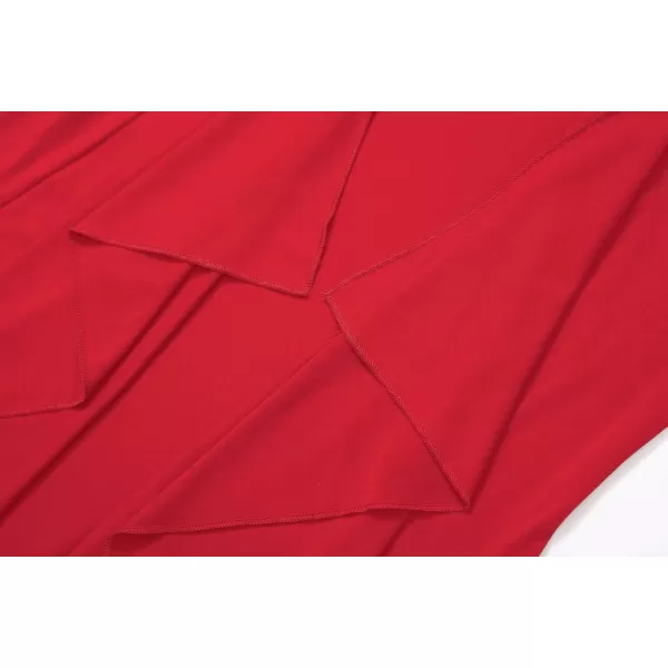 Womens Short Sleeve Draped Open Front Cardigan Lightweight Summer Vest for WomenRed