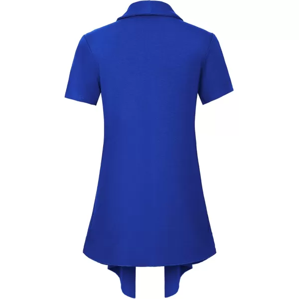 Womens Short Sleeve Draped Open Front Cardigan Lightweight Summer Vest for WomenRoyal Blue