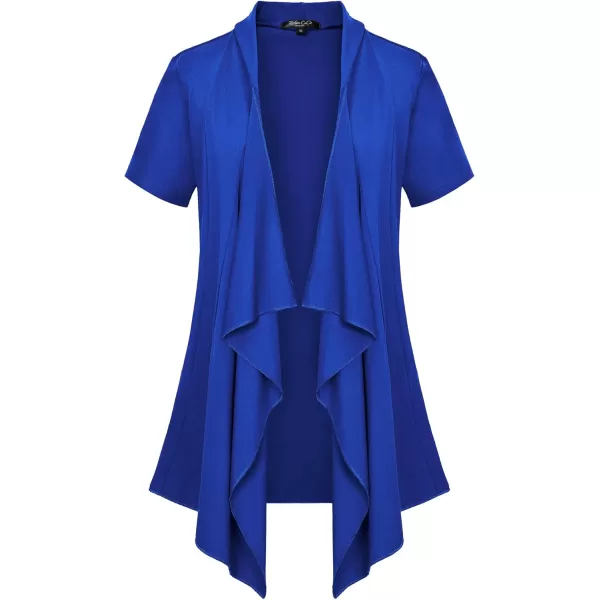 Womens Short Sleeve Draped Open Front Cardigan Lightweight Summer Vest for WomenRoyal Blue