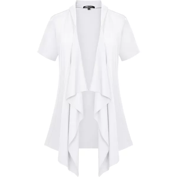 Womens Short Sleeve Draped Open Front Cardigan Lightweight Summer Vest for WomenWhite