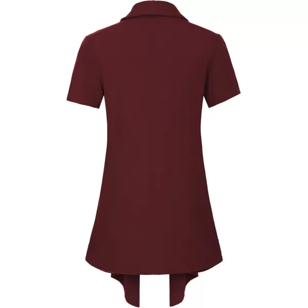 Womens Short Sleeve Draped Open Front Cardigan Lightweight Summer Vest for WomenWindsor Wine