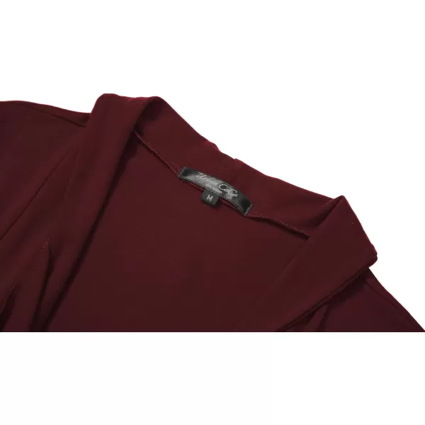 Womens Short Sleeve Draped Open Front Cardigan Lightweight Summer Vest for WomenWindsor Wine