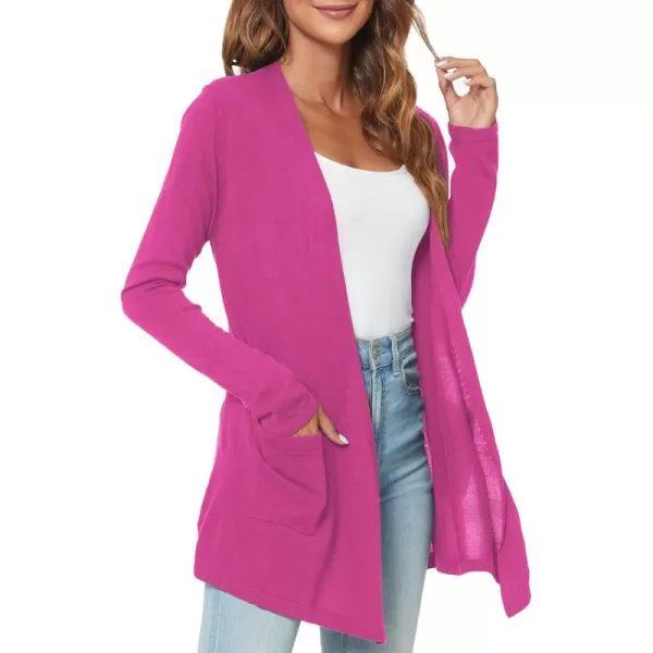 Urban CoCo Womens Long Sleeve Open Front Lightweight Cardigan Sweaters with PocketsRose
