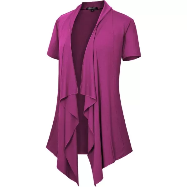 Womens Short Sleeve Draped Open Front Cardigan Lightweight Summer Vest for Women2xl  Fuchsia Rose