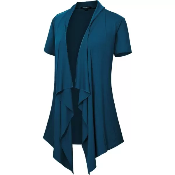 Womens Short Sleeve Draped Open Front Cardigan Lightweight Summer Vest for WomenDark Teal