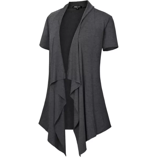 Womens Short Sleeve Draped Open Front Cardigan Lightweight Summer Vest for WomenGrey