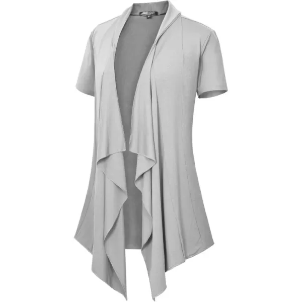 Womens Short Sleeve Draped Open Front Cardigan Lightweight Summer Vest for WomenLight Grey
