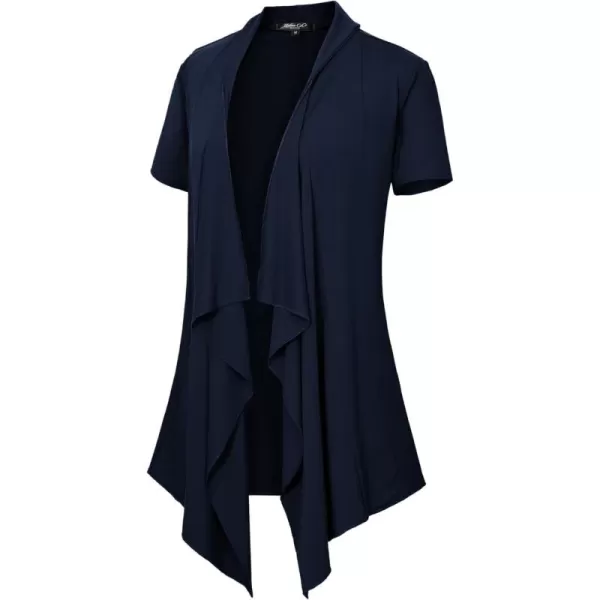 Womens Short Sleeve Draped Open Front Cardigan Lightweight Summer Vest for WomenNavy Blue