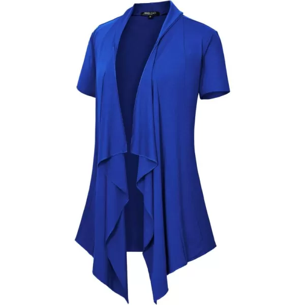 Womens Short Sleeve Draped Open Front Cardigan Lightweight Summer Vest for WomenRoyal Blue