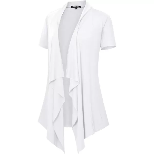 Womens Short Sleeve Draped Open Front Cardigan Lightweight Summer Vest for WomenWhite