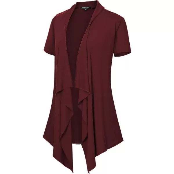 Womens Short Sleeve Draped Open Front Cardigan Lightweight Summer Vest for WomenWindsor Wine