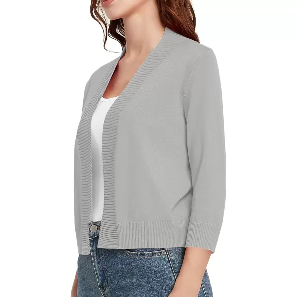 Urban CoCo Womens 34 Sleeve Cropped Cardigan Sweater Lightweight Open Front Shrug for DressesLight Gray
