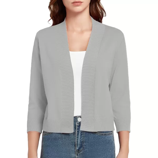 Urban CoCo Womens 34 Sleeve Cropped Cardigan Sweater Lightweight Open Front Shrug for DressesLight Gray