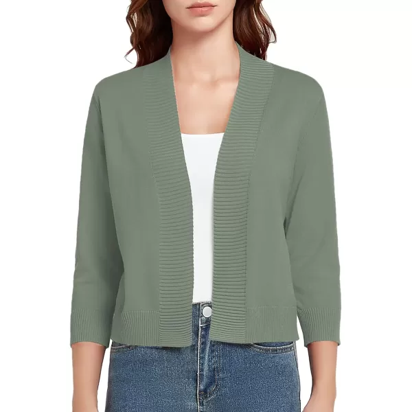 Urban CoCo Womens 34 Sleeve Cropped Cardigan Sweater Lightweight Open Front Shrug for DressesLight Oliver