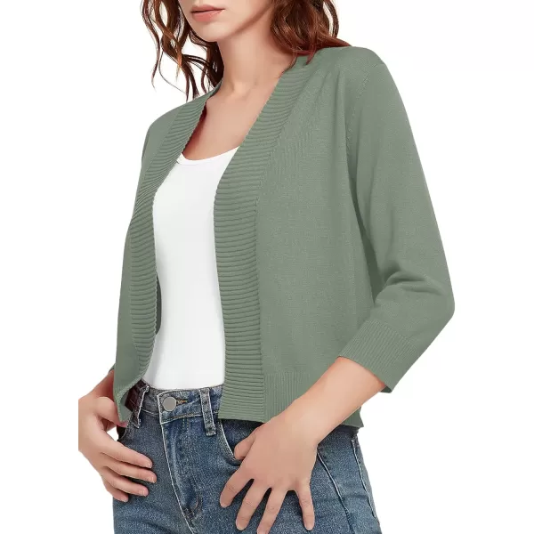 Urban CoCo Womens 34 Sleeve Cropped Cardigan Sweater Lightweight Open Front Shrug for DressesLight Oliver