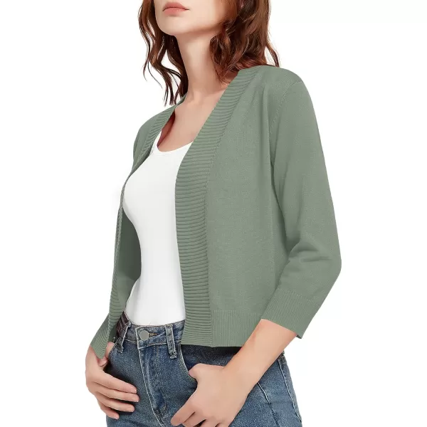 Urban CoCo Womens 34 Sleeve Cropped Cardigan Sweater Lightweight Open Front Shrug for DressesLight Oliver