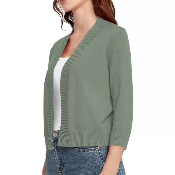 Urban CoCo Womens 34 Sleeve Cropped Cardigan Sweater Lightweight Open Front Shrug for DressesLight Oliver