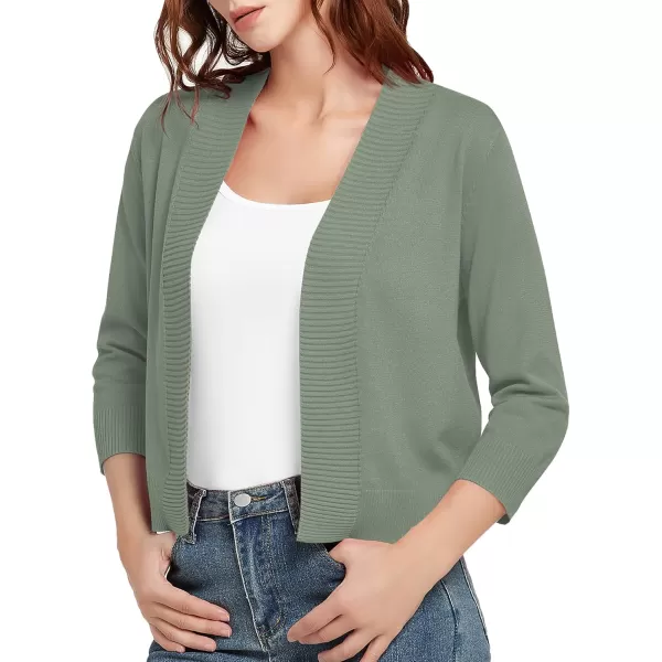 Urban CoCo Womens 34 Sleeve Cropped Cardigan Sweater Lightweight Open Front Shrug for DressesLight Oliver