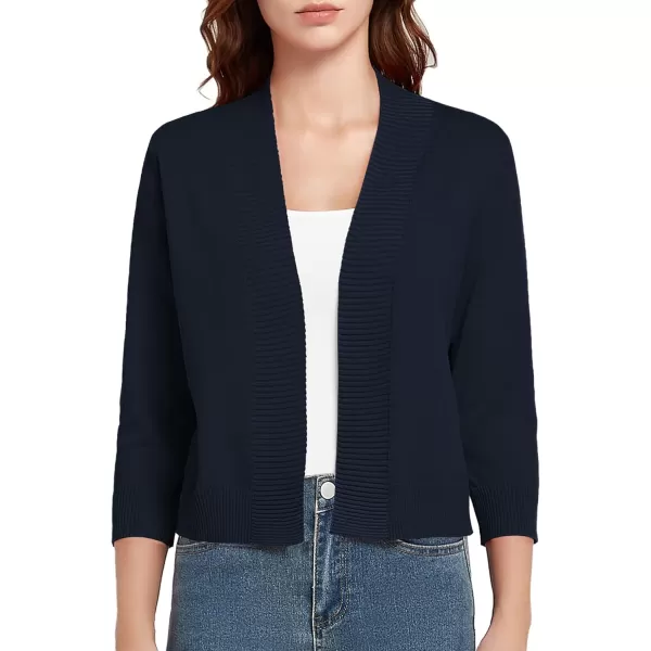 Urban CoCo Womens 34 Sleeve Cropped Cardigan Sweater Lightweight Open Front Shrug for DressesNavy Blue