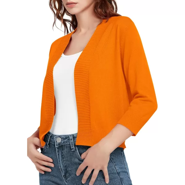 Urban CoCo Womens 34 Sleeve Cropped Cardigan Sweater Lightweight Open Front Shrug for DressesOrange