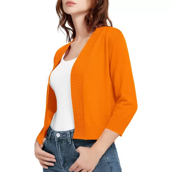 Urban CoCo Womens 34 Sleeve Cropped Cardigan Sweater Lightweight Open Front Shrug for DressesOrange