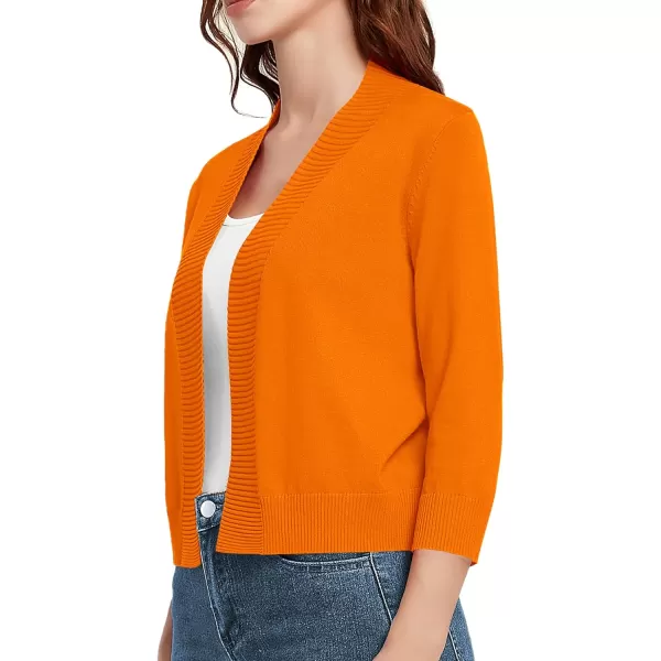 Urban CoCo Womens 34 Sleeve Cropped Cardigan Sweater Lightweight Open Front Shrug for DressesOrange