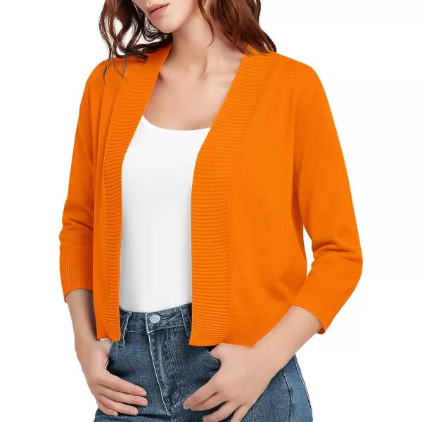 Urban CoCo Womens 34 Sleeve Cropped Cardigan Sweater Lightweight Open Front Shrug for DressesOrange