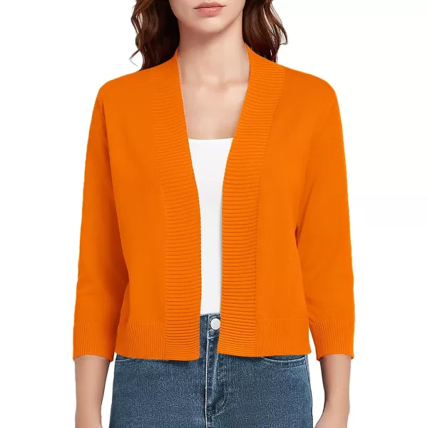 Urban CoCo Womens 34 Sleeve Cropped Cardigan Sweater Lightweight Open Front Shrug for DressesOrange