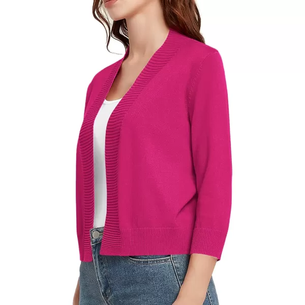Urban CoCo Womens 34 Sleeve Cropped Cardigan Sweater Lightweight Open Front Shrug for DressesRose