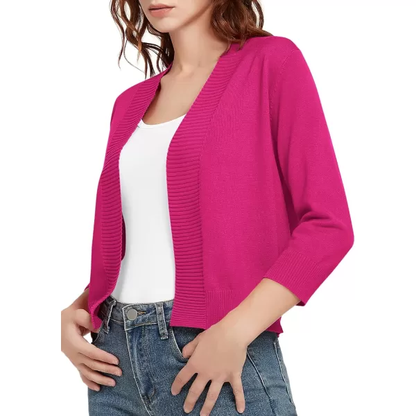 Urban CoCo Womens 34 Sleeve Cropped Cardigan Sweater Lightweight Open Front Shrug for DressesRose