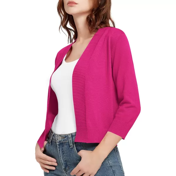 Urban CoCo Womens 34 Sleeve Cropped Cardigan Sweater Lightweight Open Front Shrug for DressesRose