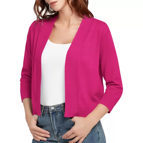 Urban CoCo Womens 34 Sleeve Cropped Cardigan Sweater Lightweight Open Front Shrug for DressesRose