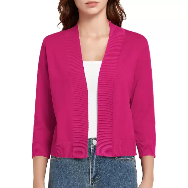 Urban CoCo Womens 34 Sleeve Cropped Cardigan Sweater Lightweight Open Front Shrug for DressesRose