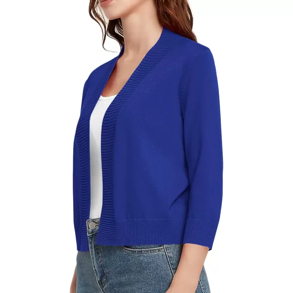 Urban CoCo Womens 34 Sleeve Cropped Cardigan Sweater Lightweight Open Front Shrug for DressesRoyal Blue