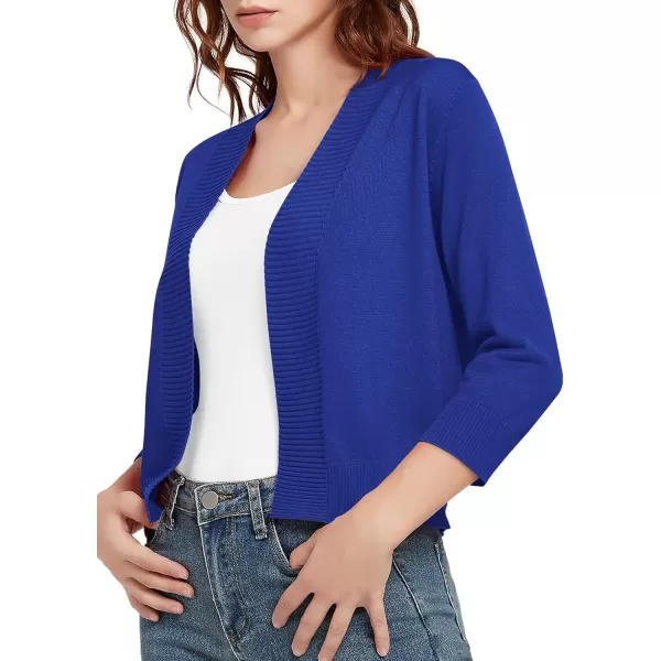 Urban CoCo Womens 34 Sleeve Cropped Cardigan Sweater Lightweight Open Front Shrug for DressesRoyal Blue
